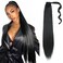 goodear Straight Invisible Ponytail Extension Long Drawstring Pony Tail Hair Clip in Ponytail Extension 26 Inch Natural Pony Tail Hair Extensions Hairpieces for Women Girls-Black