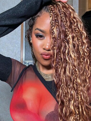 LIYATE Brown Boho Box Braids Crochet Hair for Women 18 Inch 7 Packs Bohemian Crochet Braids with Curly Ends Goddess Box Braids Crochet Braiding Hair Extensions, P4/30