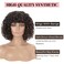 LONAI Short Curly Wig with Bangs for Women Brown Wigs with Bangs WIG006 Curly Synthetic Wig for Daily Use Party Cosplay-Black Brown mixed Blonde