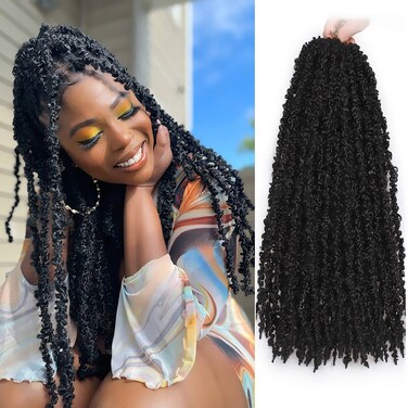 ZRQ Butterfly Locs Crochet Hair 20 Inch Distressed Faux Locs Pre-looped Crochet Braids Synthetic Soft Locs For Women Extensions (6 Pack 1B#)