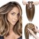 Elailite Hair Toppers for Women Real Human Hair Topper Thinning Thin 5.1"x2.8" Silk Base Clip in Remy Hairpieces 18 Inch Chocolate Brown mix Dark Blonde