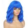 MINLEE Blue Wig with Bangs for Women 14 Inch Short Bob Wavy Curly Wig Royal Blue Hair Wigs Heat Resistant Synthetic Wigs