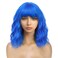 MINLEE Blue Wig with Bangs for Women 14 Inch Short Bob Wavy Curly Wig Royal Blue Hair Wigs Heat Resistant Synthetic Wigs