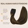 DOORES Human Hair Extensions Balayage Dark Brown to Chestnut Brown 14 Inch 75g Wire Hair Extensions Natural Hair Extensions with Transparent Fish Line Invisible Hairpiece