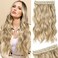 REECHO Clip in Hair Extensions, 20&rdquo; One Piece Hair Extension Clip in Wefts Long Thick Beach Wavy Natural Soft Synthetic Hairpieces for Women, Dark Ash Blonde
