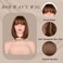 Brown Bob Wig With Bangs Short Brown Wig for Women 12 Inch Straight Bob wig with Bangs Synthetic Colorful Cosplay Daily Party Use (Brown,12Inch)