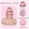 Pink Bob Wig With Bangs Short Pink Wig for Women 12 Inch Straight Bob wig with Bangs Synthetic Colorful Cosplay Daily Party Use（Pink,12IN）