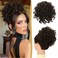 PEACOCO Messy Bun Short Curly Ponytail Extension Elastic Drawstring Loose Hair Bun Hair Pieces for Women with Thinning Hair High Temperature Synthetic Fiber Hair Bun Extension 80g