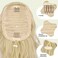 FESHFEN Ponytail Extensions, Drawstring Ponytails Hair Extension Ash Blonde Short Curly Wavy Hair Piece Synthetic Blonde Pony Tail Hairpieces for Women, 12 inch