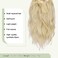 FESHFEN Ponytail Extensions, Drawstring Ponytails Hair Extension Ash Blonde Short Curly Wavy Hair Piece Synthetic Blonde Pony Tail Hairpieces for Women, 12 inch