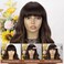 Lativ Brown Wig with Bangs Long Wavy Wig with Dark Roots for Women Curly Wavy Wig Synthetic Fiber Natural Looking Hair Replacement Wig for Daily Party Use 26 Inches