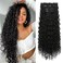 LONAI 4PC Clip in Hair Extensions, 100％ Pure Protein Silk Curly Hair Extension for Women, 26 Inch Long Soft Natural Hair Extensions-Natural Black