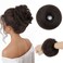 Benehair Human Hair Messy Bun Hair Piece Scrunchies Real Human Hair Thick Updo Hairpiece for Daily Wear Real Hair Ponytail Extension for Women Girls-Natural Black