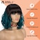 NOBLE Synthetic Curly Bob Wig With Bangs Short Bob Wigs Ombre Brown To Green Color Women's Shoulder Length Wigs Curly Wavy Wig Heat Resistant Colorful Daily Party Wig.