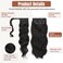 Flufymooz 4PCS Half Up Half Down Ponytail Extension Set, Fake Ponytail Soft Synthetic Hairpiece for Women, Long Thick Clip in Hair Extensions Wavy Fuller High Wrap Around (Black Brown 22In)