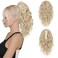 Flufymooz Ponytail Extension, 12" Short Claw Ponytail Extension Wavy Curly Jaw Clip in Pony tails Hair Extension Natural Synthetic Hairpiece for Women (Cool Blonde)