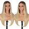Blonde Wigs Glueless Wigs for Women Pre Plucked Pre Cut Lace Front Wigs for Beginners Ombre Blonde Long Layered Straight Wigs Synthetic 26 Inches Middle Part Wig for Girls Daily Party Use