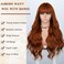 MINLEE Auburn Long Wavy Wig for Women 26 Inch Wigs with Bangs Natural Looking, Synthetic Heat Resistant Fiber Wig for Daily Party Use (Auburn)