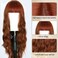 MINLEE Auburn Long Wavy Wig for Women 26 Inch Wigs with Bangs Natural Looking, Synthetic Heat Resistant Fiber Wig for Daily Party Use (Auburn)