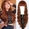 MINLEE Auburn Long Wavy Wig for Women 26 Inch Wigs with Bangs Natural Looking, Synthetic Heat Resistant Fiber Wig for Daily Party Use (Auburn)