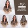 28 Inch Small Lace Long Wavy Brown Mixed Blonde Highlight Wig with Dark Roots Ombre Natural Curly Synthetic Resistant Fiber Wigs for Women (Brown Mixed Blonde (T4/24), 28 Inch)