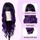 Purple Wig with Bangs for Women, 26 inch Long Wavy Ombre Purple Wig with bangs, Body wavy Wavy Synthetic Wigs for Christmas Cosplay Halloween Daily Party Use
