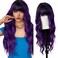 Purple Wig with Bangs for Women, 26 inch Long Wavy Ombre Purple Wig with bangs, Body wavy Wavy Synthetic Wigs for Christmas Cosplay Halloween Daily Party Use