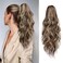 Ponytail 18 inch Curly Claw Clip in Wavy Long Pony Tails Synthetic Hairpiece Fake Hair for Women Girls Daily Party - Light Brown &amp; Blonde Hair Extensions