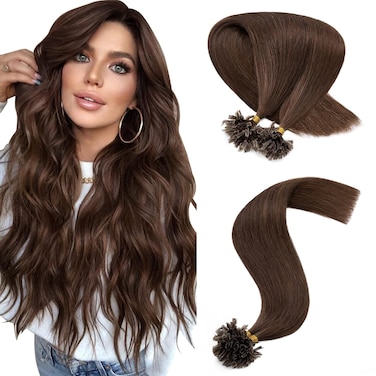 Hairro Pre Bonded U Tip Hair Extensions 20" 50g #04 Medium Brown
