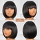 ToyoTress Dark Brown Bob Wig With Bangs - 8 Inch Blunt Cut Bob Wigs For Black Women, Short Straight Light Yaki Synthetic Hair Replacement Wigs Daily Costume Cosplay Heat Resistant (8 Inch, #2)