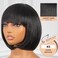 ToyoTress Dark Brown Bob Wig With Bangs - 8 Inch Blunt Cut Bob Wigs For Black Women, Short Straight Light Yaki Synthetic Hair Replacement Wigs Daily Costume Cosplay Heat Resistant (8 Inch, #2)