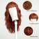 Esmee Long Wavy Wine Copper Red Wigs for Women Natural Synthetic Hair Heat Resistant Wigs with Bangs for Daily Party Cosplay Use (Burgundy) 24 Inches