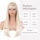 Blonde Wig With Bangs For Women Long Straight Blonde wig Heat Resistant Synthetic Wig for Girls Daily Use Party Halloween Cosplay Wig 24inch