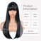 Black Wig with Bangs for Women Long Straight Black Wig Heat Resistant Synthetic Wig for Girls Daily Use Party Halloween Cosplay Wig 24inch