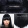 Black Wig with Bangs for Women Long Straight Black Wig Heat Resistant Synthetic Wig for Girls Daily Use Party Halloween Cosplay Wig 24inch