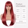 Red Wig with Bangs for Women Long Straight Red Wig Heat Resistant Synthetic Wig for Girls Daily Use Party Halloween Cosplay Wig 24inch