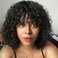 glueless human hair wig short water wave wig with bangs 100 percent brazilian virgin human hair no lace front wigs for women wet and wavy human hair wig 12 inch natural black color