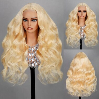 MEGALOOK Glueless 613 Blonde Wig Human Hair Upgraded 6x5 HD Lace Closure Wigs Pre Plucked Pre Cut Wear and Go 613 Body Wave Lace Front Wig Human Hair for Beginners 12A 220% Density 30 Inch