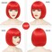 Red Bob Wig With Bangs Short Red Bob Wigs For Women Straight Bob Bangs Wig 10 Inch Heat Resistant Synthetic Hair Natural Looking For Daily Party Use