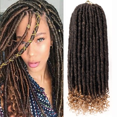 Goddess Locs Crochet Hair 6 Packs 18 Inch Straight Faux Locs Crochet Hair for Black Women, Crochet Pre-Looped Curly Hair Soft Faux Locs Synthetic Braiding Hair Extensions (18 Inch, 6 Packs, 1B-27#)