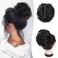Messy Bun Hair Piece, Fake Hair Bun Hair Pieces for Women, Clip on Bun Extensions Wavy Curly Hairpieces for Women for Daily Party Wedding (Natural Black)