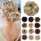 Benehair Messy Bun Hair Piece Scrunchy Updo Hair Pieces for Women Fluffy Wavy Hair Bun Scrunchies Donut Hairpiece Synthetic Chignons with Elastic Rubber Band Ash Blonde 1pc 25g
