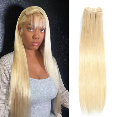 613 Bundles Human Hair 16 Inch Blonde Bundles Human Hair 12A Grade 100% Unprocessed Brazilian Virgin Blonde 613 Human Hair Extensions For Women 100g Blonde Bundles Human Hair