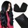 GOO GOO Clip in Hair Extensions Real Human Hair, Remy Human Hair Extensions Clip ins for Women, Natural Human Hair, 18inch 130g 7Pcs, 1 Jet black