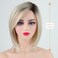 RENERSHOW Short Platinum Blonde Bob Wigs for White Women Ombre Blonde Wig with Brown Roots Straight Heat Synthetic Daily Party Wig(14inch)