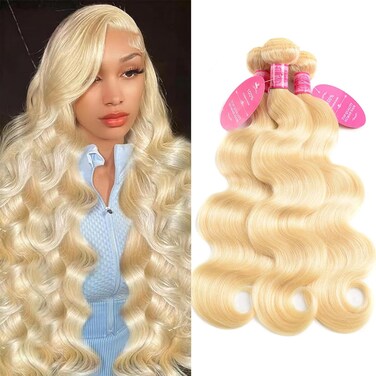 Vallbest 613 Bundles Human Hair Blonde Bundles Human Hair 16 16 16 Inch 613 Raw Bundles Human Hair Body Wave 12A 100% Unprocessed Brazilian Virgin Remy Human Hair 3 Bundles Weave Hair Extensions