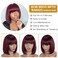 Bob Human Hair Wig with Bangs for Black Women Ombre Red 8 Inch Burgundy Short Straight Bob Wig Glueless Machine Made Wig (Color: TT1B/99J)