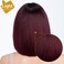 Bob Human Hair Wig with Bangs for Black Women Ombre Red 8 Inch Burgundy Short Straight Bob Wig Glueless Machine Made Wig (Color: TT1B/99J)