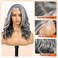 KOME Grey Synthetic Lace Front Wig,13X5X1 Shoulder Length Body Wave Pre Plucked Glueless Bob Wigs for Old Lady Women Daily Use 18IN