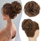 S-noilite Messy Bun Hair Piece Human Hair Wavy Real Hair Bun Extensions Messy Bun Hair Pieces for Women Scrunchies Updo Real Human Hair Bun Dark Brown